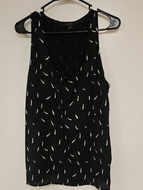 Ann Taylor Black Printed Sleeveless Scoop-Neck Cami